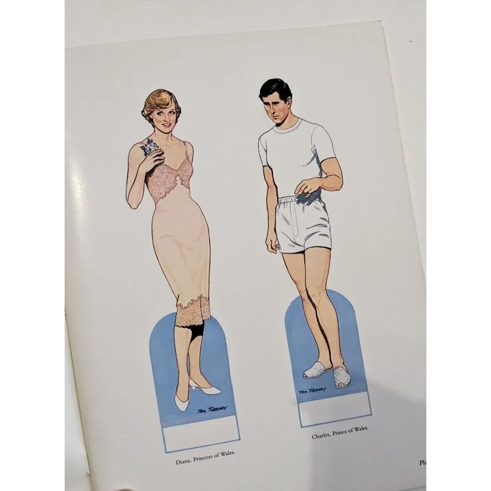 Vintage Paper Dolls Uncut‎ Princess Diana and Prince Charles Color 1985. New